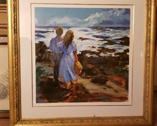 Serigraph - 2 Children by the Sea limited edition numbered 12/20 	signed by artist M Sundermann 47hx47h						
$400