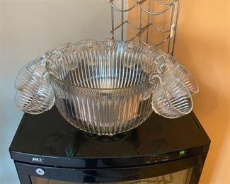 Glass Punch Bowl w/12 Cups