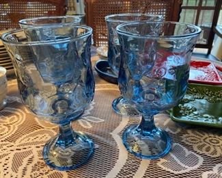 Anchor Hocking Savannah Blue Goblets 
