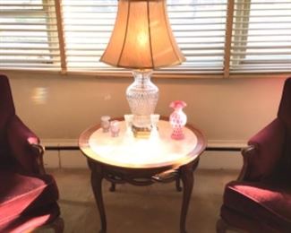 Brandt Marble Top Table, Crystal Lamp