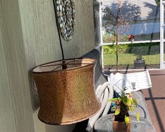 CONTEMPORARY GOLD MESH LIGHT FIXURE