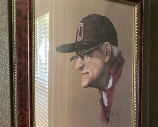 WOODY HAYES OHIO STATE FOOTBALL COACH PORTRAIT LITHOGRAPH BY JOHN CRAWFORD