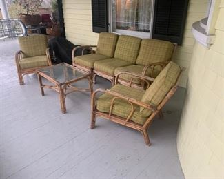 vintage MCM rattan outdoor furniture