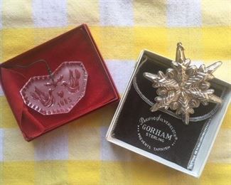 Waterford crystal & Gorham sterling ornaments