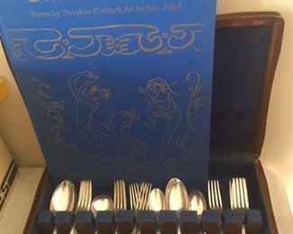 The Sundial Ticking book & Grape patterned silverplate flatware