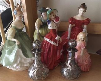 Royal Doulton figurines & Silver overlay perfumes