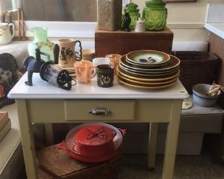 Enameled top kitchen utility table