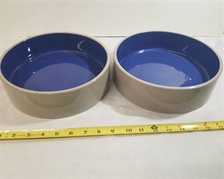 Pair of Large Stoneware Crock Pet Dishes