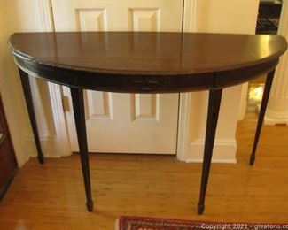 Antique Handcrafted Wooden Half Moon Foyer Table