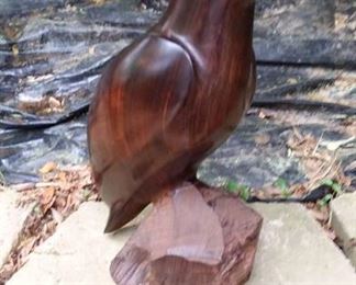 Beautifully Carved Wooden Falcon Statue