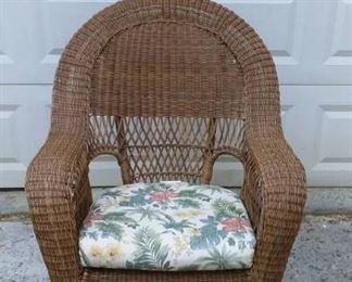 Honey Brown Resin Wicker Outdoor Rocker with Cushion