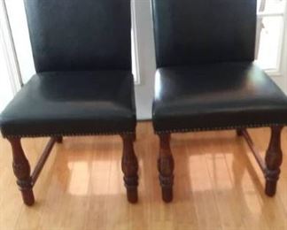 Pair of Black Parsons Style Upholstered Dining Room Side Chairs