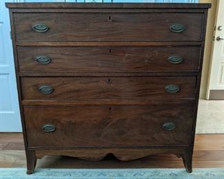 Beautiful, important late 18th, early 19th Cent. American mahogany chest, from Baltimore, MD, with original brass pulls, featuring "Nothing Without Labor" with a bee hive design - this one is not to be missed! Check out the next pic, with auction details from a similar item of furniture.