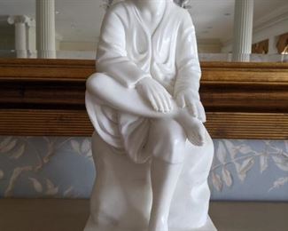 Hand-carved Carrera marble statue of the Sai Baba, of Shirdi, an Indian guru who is regarded by his devotees, as a saint.