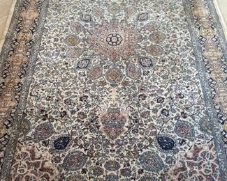 Very well hand-knotted Persian wool/silk rug, measures 6' x 9 - faded to perfection!