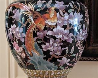 Close-up of one of the 16" tall cloisonne vases - stunning colors!