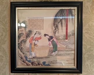 One of a pair of nicely framed, vintage Asian prints.