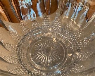 US Glass Company. Early American Pressed Glass. Hexagon, Inside the Punch Bowl. Antique 1850-1910