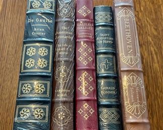 $100.00....................5 Easton Press Collectible Leather Books Still In Original Shrink-wrap: De Gaulie, The American Leonardo, Galileo Galilei, Saint Augustine of Hippo, Beethoven (B876)