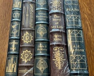 $100.00....................5 Easton Press Collectible Leather Books Still In Original Shrink-wrap: City, Muhammad, George Washington Carver, The Story of My Life Helen Keller, Plato (B878)