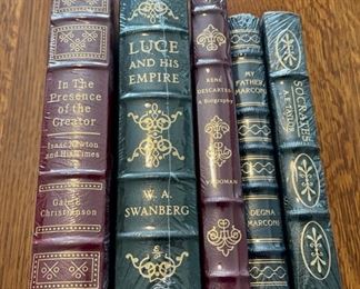 $100.00....................5 Easton Press Collectible Leather Books Still In Original Shrink-wrap: In The Presence of the Creator, Luce and His Empire, Rene Descartes, My Father Marcond, Socrates (B877)