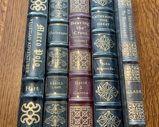 $100.00....................5 Easton Press Collectible Leather Books Still In Original Shrink-wrap: Marco Polo, Charlemagne, Bearing the Cross, Catherine the Great, An Introduction to Rembrandt (B879)