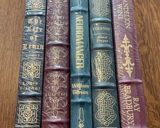 $100.00....................5 Easton Press Collectible Leather Books Still In Original Shrink-wrap: The Life of Lenin, John Audobon, Neuromanger, Tolstoy, Dandelion Wine (B850)