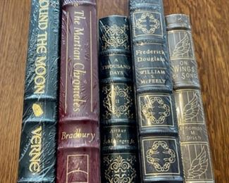 $100.00....................5 Easton Press Collectible Leather Books Still In Original Shrink-wrap: Around The Moon, The Martian Chronicles, A Thousand Days, Frederick Douglas, On Wings of Songs (B849)