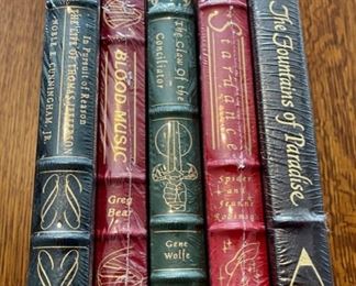 $100.00....................5 Easton Press Collectible Leather Books Still In Original Shrink-wrap: The Life of Thomas Jefferson, Blood Music, The Claw of the Conciliator, Stardance, The Fountains of Paradise (B853)