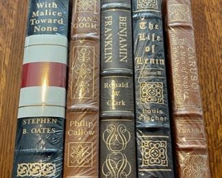 $100.00....................5 Easton Press Collectible Leather Books Still In Original Shrink-wrap: With Malice Toward None, Van Gogh, Benjamin Franklin, The Life of Lenin Volume 2, Caruso The Man of Naples and the Voice of Gold (B857)