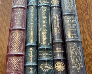 $100.00....................5 Easton Press Collectible Leather Books Still In Original Shrink-wrap: MAO, The Day of the Triffods, Deathbird Stories, Where Late the Sweet Birds Sang, Karl Marx (B854)