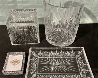 CLEARANCE  !  $30.00 NOW, WAS  $80.00...............Godinger Shannon Crystal Bathroom Set over $200 new (B730)