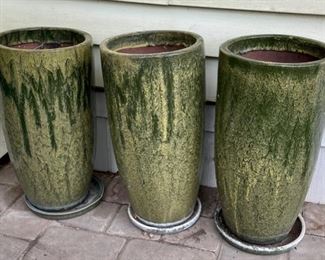 REDUCED!  $67.50 NOW, WAS   $90.00.........3 Ceramic Flower Pots 19" tall (B988)