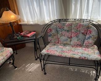 $150.00...................Lyon Shaw Windflower Mesh Barrel Settee Glider  (B022-B)