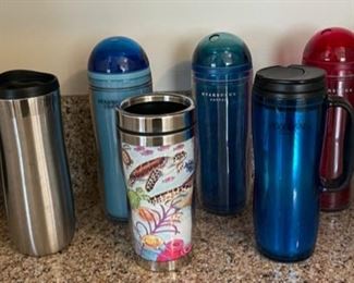 HALF OFF !  $5.00 NOW, WAS $10.00.........Travel Mugs lot (B136)