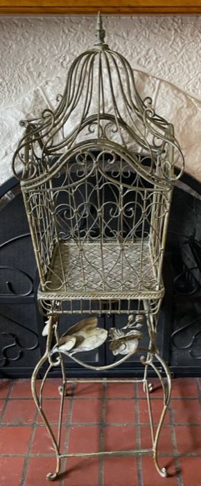 $40.00................Large Ornamental Cage with Stand 49" tall top lifts up and cage sits on stand and is removable (B199)