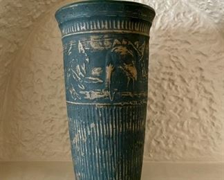$80.00.....................Red Wing Stoneware Green Brushware Vase 10" tall (B269)