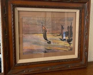 $200.00....................Ships Watercolor signed Nolde 25 1/2" x 21 1/2" (B357)