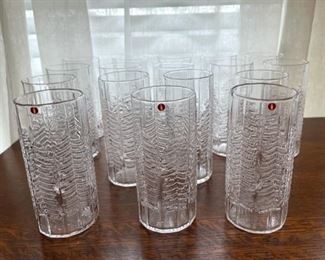 REDUCED!  $150.00 NOW, WAS   $200.00.............Iittali  Kuusi Finish Glassware Spruce Tree, 17 Glasses 5 1/2" tall (B343)