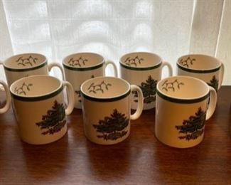 HALF OFF !  $22.50 NOW, WAS   $45.00..........11 Spode Christmas Tree Mugs (B329)