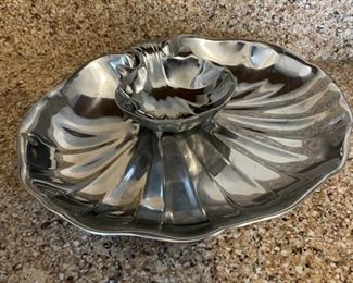 CLEARANCE!  $6.00 NOW, WAS   $30.00.................RWP Pewter  Bowl with Small Sauce Bowl 11 3/4” diameter (B308)