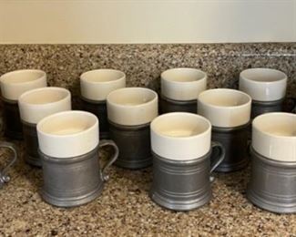 $100.00.................Wilton Pewter with Porcelain insert cups, set of 12 w/2 extra inserts (B303)