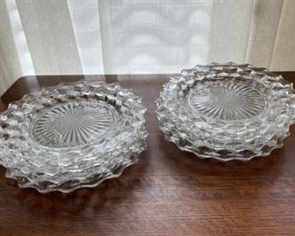 CLEARANCE!  $10.00 NOW, WAS   $40.00..........American Fostoria Plates, 8 @ 8” diameter plates (B294)