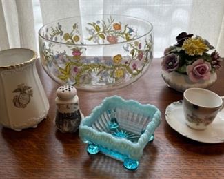 HALF OFF !  $8.00 NOW, WAS   $16.00..............Vintage Glassware, Flowers as is (B286)