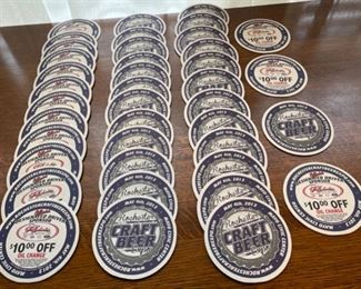 CLEARANCE!  $6.00 NOW, WAS   $30.00.........Rochester Craft Beer & Rochester Motor Cars Advertising Coasters (B282)