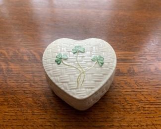 $20.00...................Belleek Heart Box 3 1/2” diameter (B279)