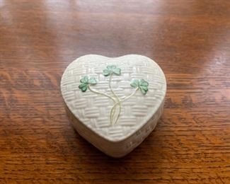 $20.00...................Belleek Heart Box  3 1/2” diameter (B279)