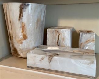 $20.00...................Bathroom Wastecan, Tissue Boxes, Cup holder lot (B397)
