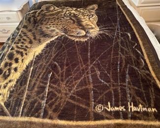 $50.00...................Vintage Biederlack Blanket Leopard Throw by James Hautman (B456)
