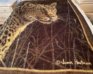 CLEARANCE !  $15.00 NOW, WAS $50.00...............Vintage Biederlack Blanket  Leopard Throw by James Hautman (B456)